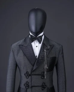 A “Chequered” grey and black double-breasted royal tuxedo suit