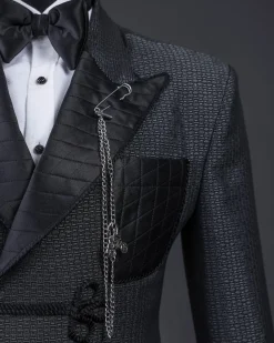A “Chequered” grey and black double-breasted royal tuxedo suit