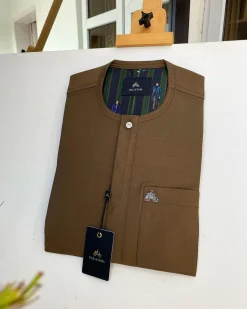 A Chocolate brown African kaftan with a silver clear view pearl Swarovski button and sokoto