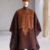 A Chocolate Brown, Arewa Embroidery Traditional Agbada.