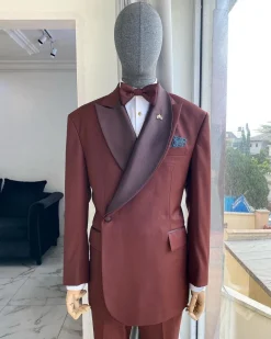 A Chocolate brown Bespoke reloaded “Arthur Richards” tuxedo 3 lapel suit