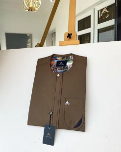 A Chocolate brown front flap with silver Swarovski button details African Kaftan and Sokoto