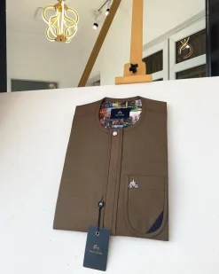 A Chocolate brown front flap with silver Swarovski button details African Kaftan and Sokoto