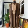 A Chocolate Brown with connected embroidery Agbada