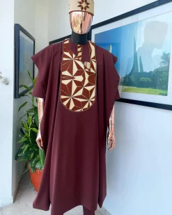A Cinnamon Brown, Sunset In The East Embroidery Detailing Agbada