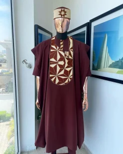 A Cinnamon Brown, Sunset In The East Embroidery Detailing Agbada
