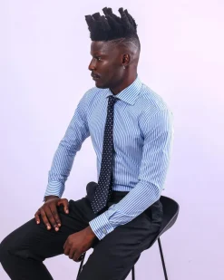 A Classic blue and white stripe shirt.