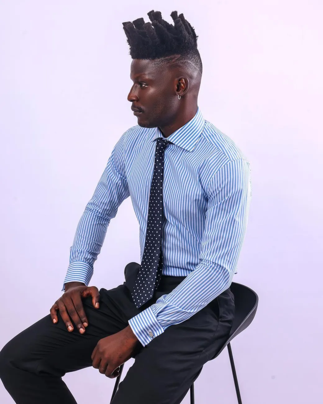 A Classic blue and white stripe shirt.