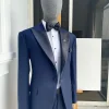 A “Classic” Navy Blue Peak Lapel Tuxedo Suit