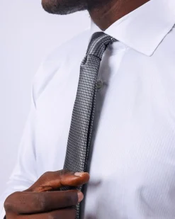 A Classic White Invisible Stripe Shirt.