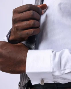 A Classic White Invisible Stripe Shirt.
