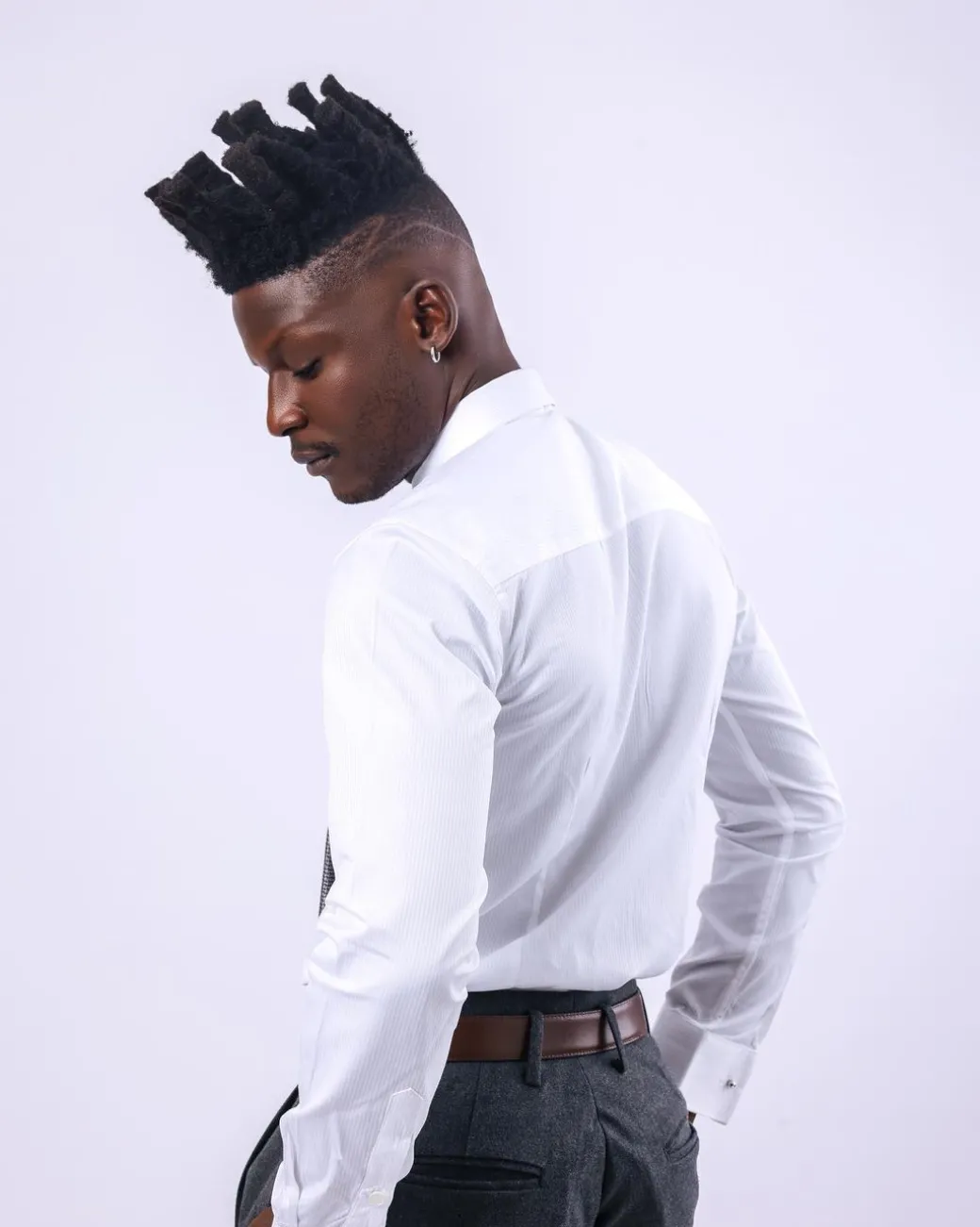 A Classic White Invisible Stripe Shirt.