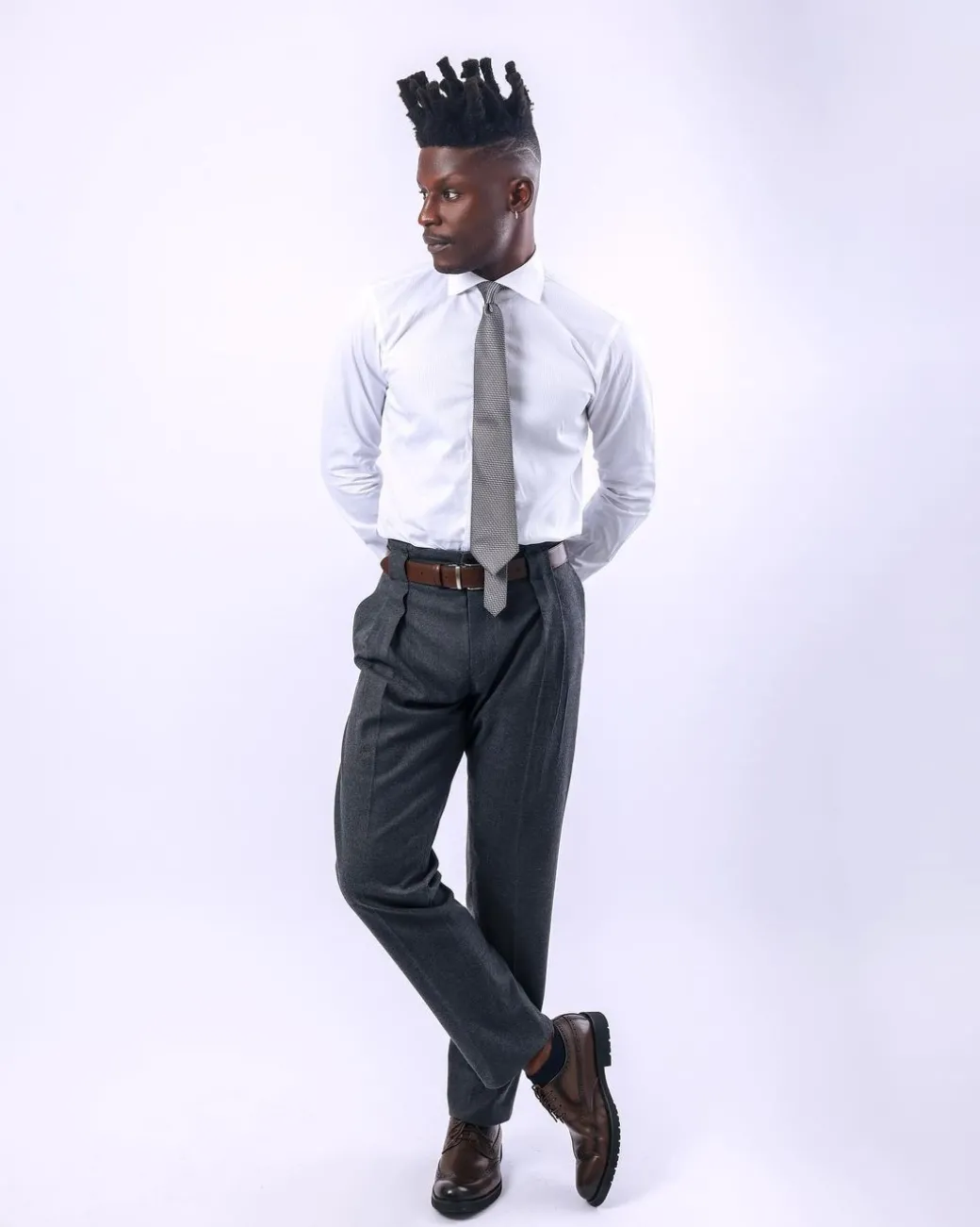 A Classic White Invisible Stripe Shirt.