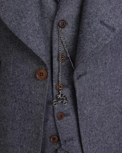 A Cloud Grey, Knitted, Peak Lapel Jorgecarli Vogue Suit