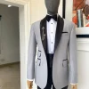 A Cloud Grey Shawl Lapel Tuxedo Suit