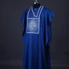 A Cobalt blue, layered dodecagon embroidery Agbada