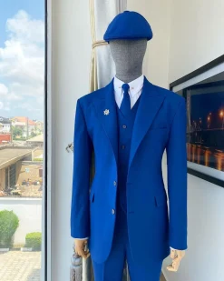 A cobalt blue “peaky blinders” Cool wool @scabal (501090) fabric peak lapel suit