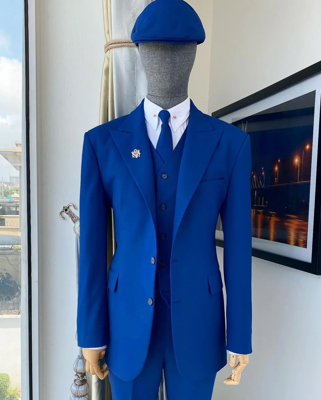 A cobalt blue “peaky blinders” Cool wool @scabal (501090) fabric peak lapel suit