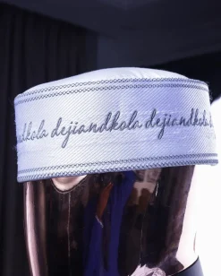 A Cocaine White, Grey Scritto Pattered (dejiandkola) Embroidery Detailing Agbada