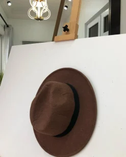 A Coffee Brown Men Fashion Wool Hat.