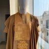A Coffee Brown with a maze line Japanese intersection design Agbada