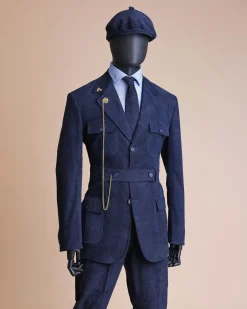 A “Combat” Navy Blue Corduroy, 3 Button Safari Suit