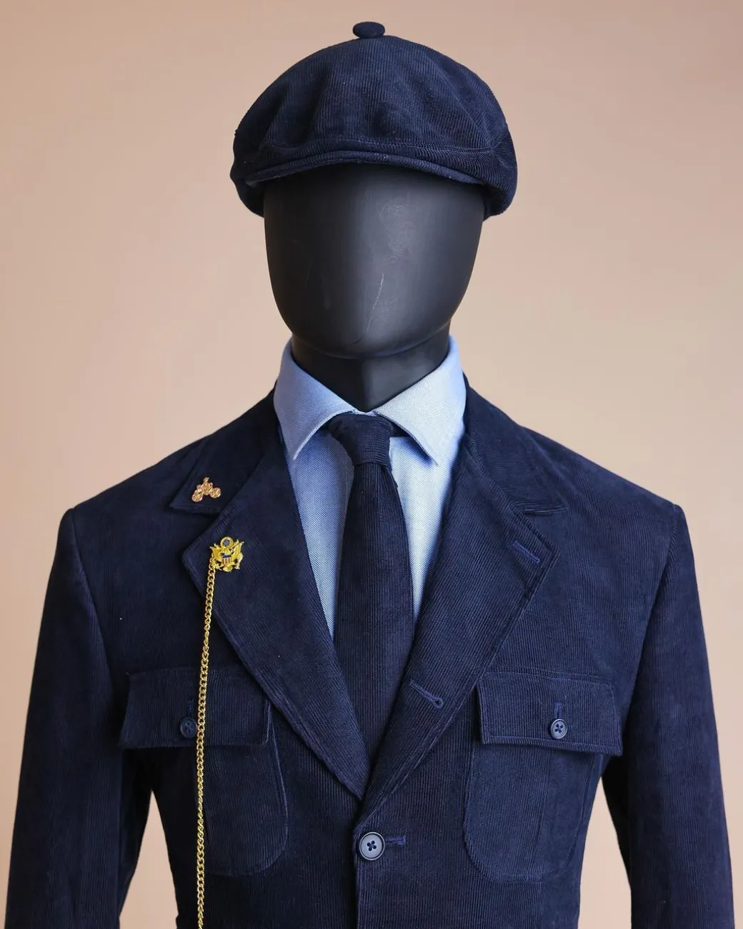A “Combat” Navy Blue Corduroy, 3 Button Safari Suit