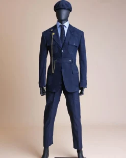 A “Combat” Navy Blue Corduroy, 3 Button Safari Suit