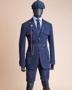 A “Combat” Navy Blue Corduroy, 3 Button Safari Suit