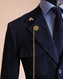 A “Combat” Navy Blue Corduroy, 3 Button Safari Suit