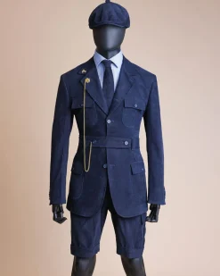 A “Combat” Navy Blue Corduroy, 3 Button Safari Suit