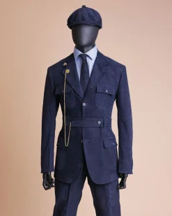 A “Combat” Navy Blue Corduroy, 3 Button Safari Suit