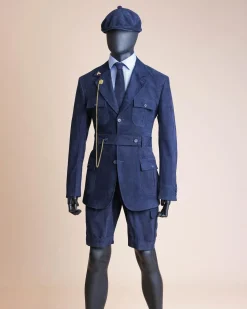 A “Combat” Navy Blue Corduroy, 3 Button Safari Suit