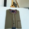 A Dark brown and onion colour mix front flap traditional African kaftan