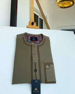 A Dark brown and onion colour mix front flap traditional African kaftan