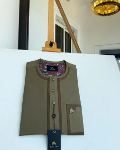 A Dark brown and onion colour mix front flap traditional African kaftan