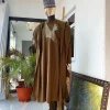 A Dark Brown Hand Embroidery African Agbada