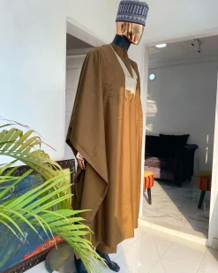 A Dark Brown Hand Embroidery African Agbada