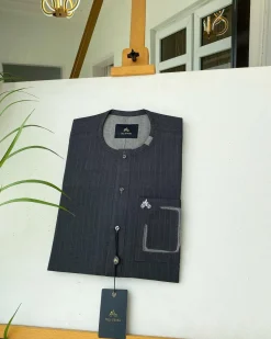 A dark grey stripe senator kaftan
