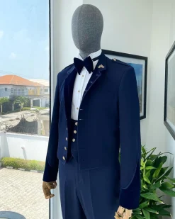 A “duopoly” navy blue royal tuxedo suit