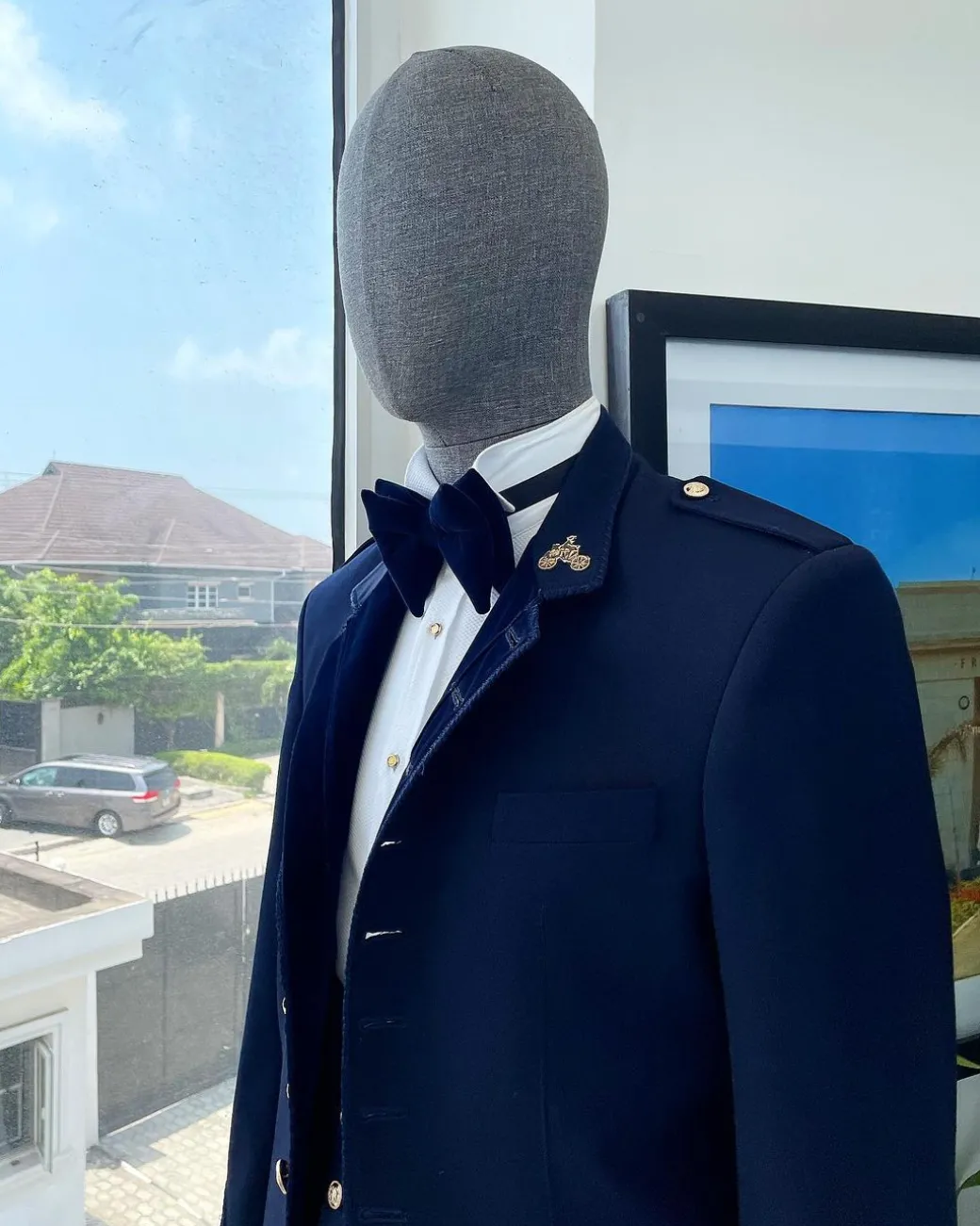 A “duopoly” navy blue royal tuxedo suit