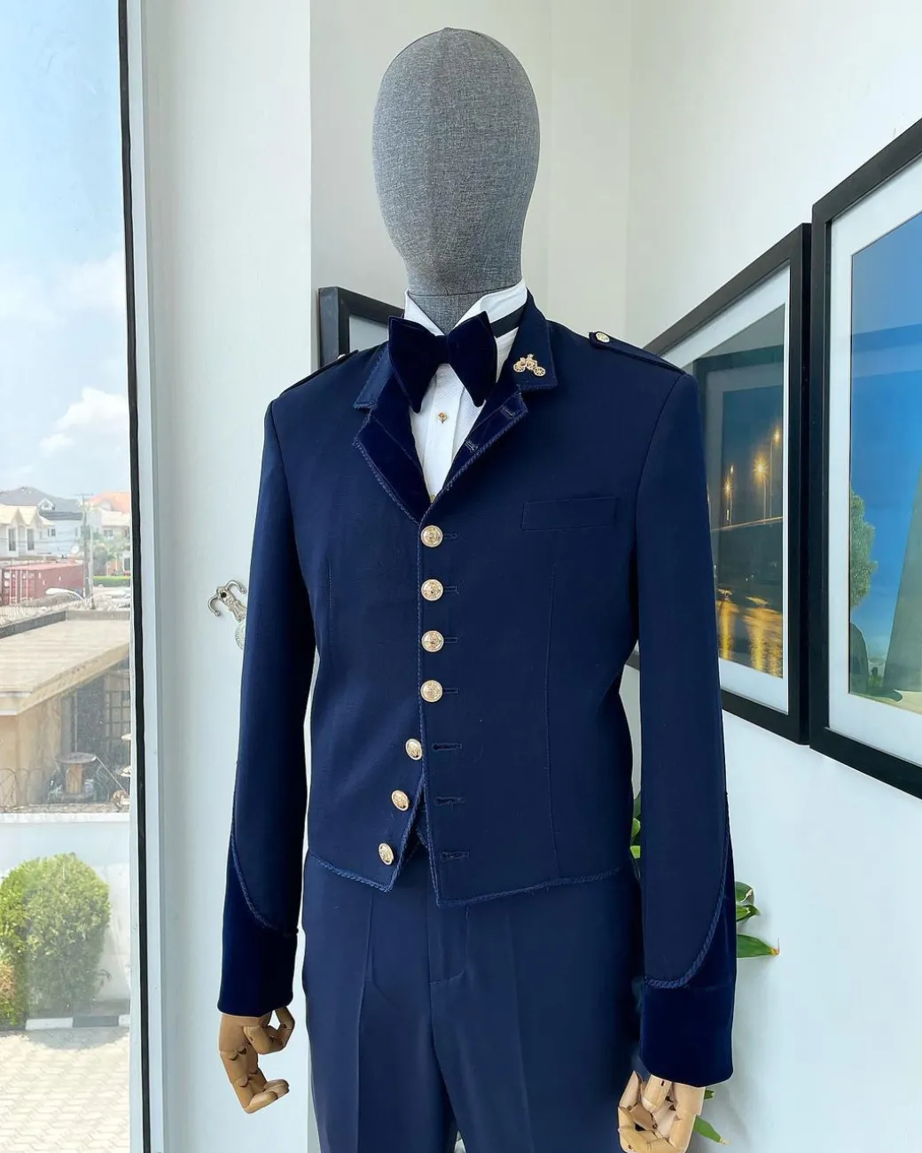 A “duopoly” navy blue royal tuxedo suit