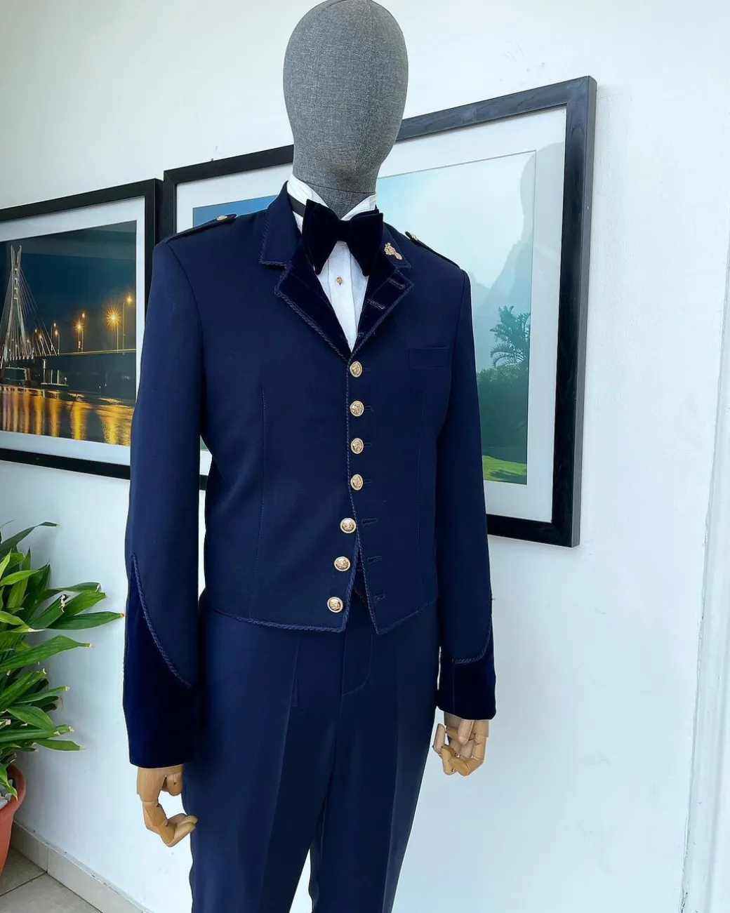 A “duopoly” navy blue royal tuxedo suit