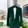A Forest Green Soaked Velvet Tuxedo Suit