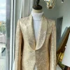 A Gold “ From The Other Side” Shawl lapel tuxedo suit