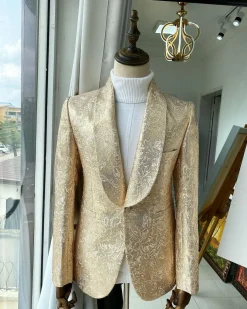 A Gold “ From The Other Side” Shawl lapel tuxedo suit