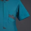 A Green, front flap, & layered rectangle pocket details, short sleeve African senator kaftan native.