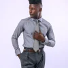 A Grey And Black Glen Check Business Shirt.