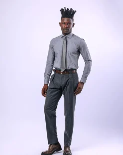A Grey And Black Glen Check Business Shirt.