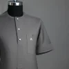 A Grey, Front Flap With A Clear View Swarovski Crystal Button, Shirt Sleeve African Senator Kaftan Native